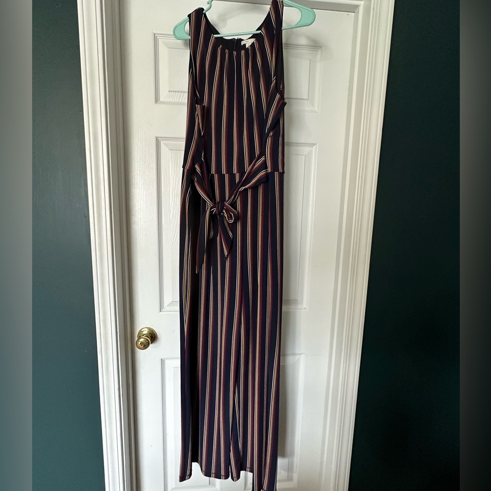 Cato Striped Jumpsuit - Black, White, Pink